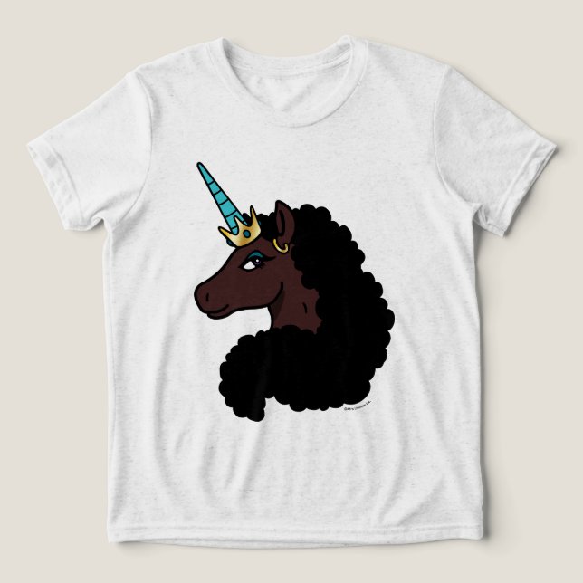 Afro Unicorn | magisch Tri-Blend Shirt (Design Vorderseite)