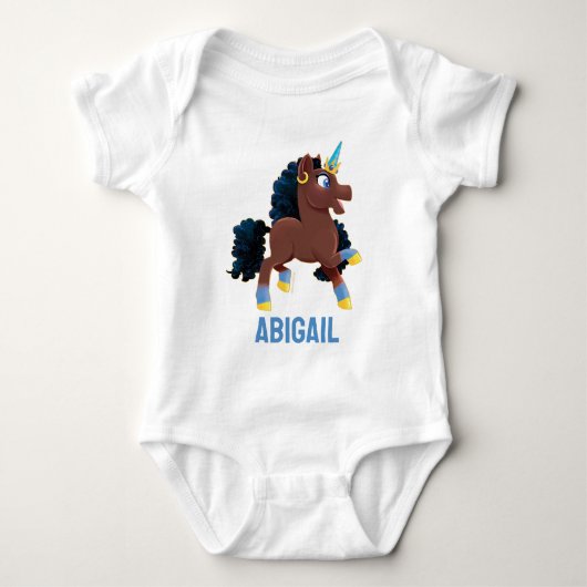Afro Unicorn | Magisches Prancing Baby Strampler (Vorderseite)