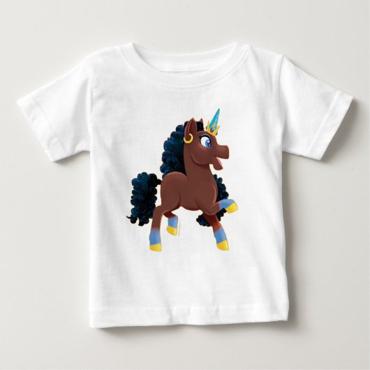 Afro Unicorn | Magisches Prancing Baby T-shirt (Vorderseite)