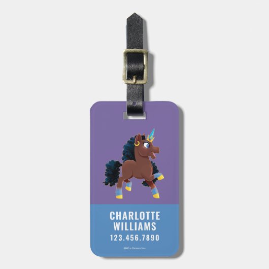 Afro Unicorn | Magisches Prancing Gepäckanhänger (Vorderseite vertikal)