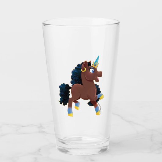 Afro Unicorn | Magisches Prancing Glas (Vorderseite)