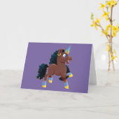 Afro Unicorn | Magisches Prancing Karte (Gelbe Blume)