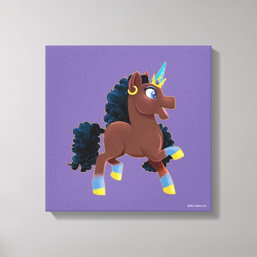 Afro Unicorn | Magisches Prancing Leinwanddruck (Vorderseite)
