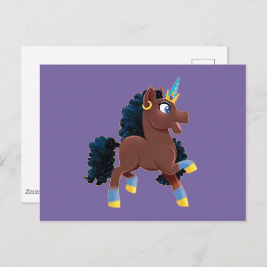 Afro Unicorn | Magisches Prancing Postkarte (Vorne/Hinten)