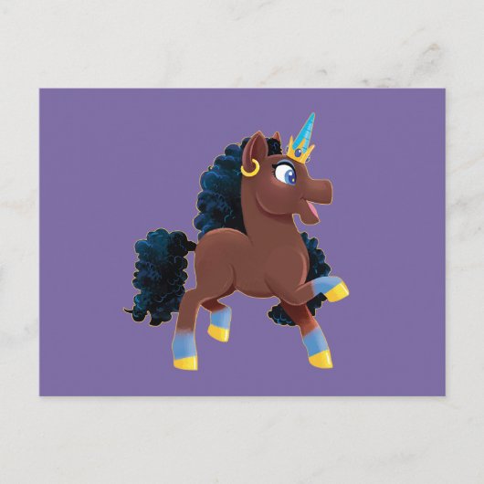 Afro Unicorn | Magisches Prancing Postkarte (Vorderseite)