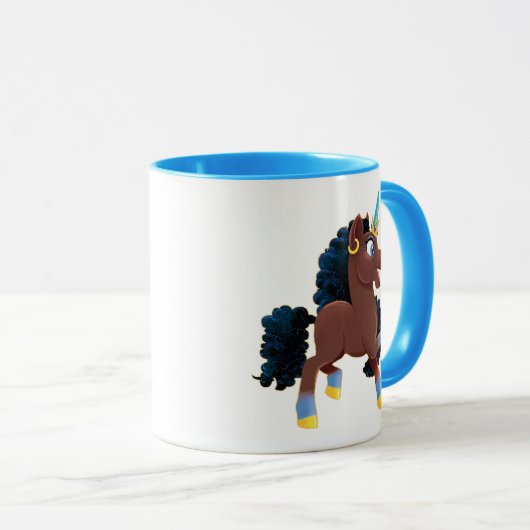 Afro Unicorn | Magisches Prancing Tasse (VorderseiteRechts)