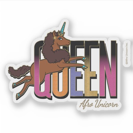 Afro Unicorn Queen Design Aufkleber (Vorderseite)