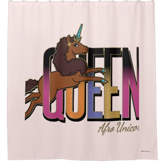 Afro Unicorn Queen Design Duschvorhang (Vorderseite)