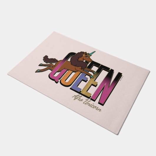 Afro Unicorn Queen Design Fußmatte (Schrägansicht)