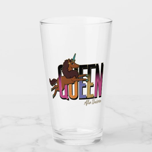 Afro Unicorn Queen Design Glas (Vorderseite)