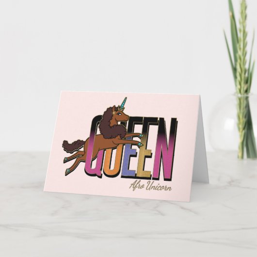 Afro Unicorn Queen Design Karte (Vorderseite)
