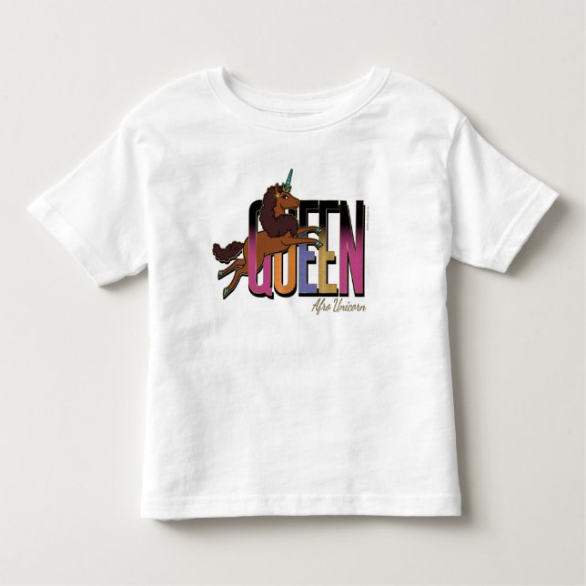 Afro Unicorn Queen Design Kleinkind T-shirt (Vorderseite)