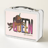 Afro Unicorn Queen Design Metall Brotdose (Rückseite)