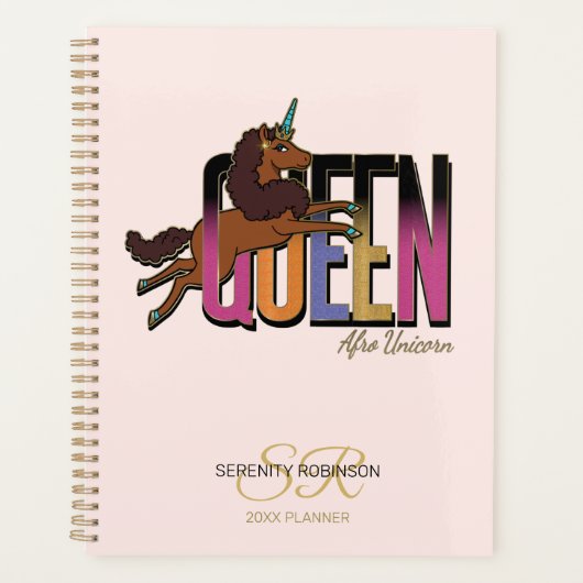 Afro Unicorn Queen Design Planer (Vorderseite)