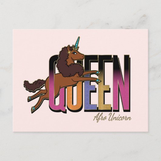 Afro Unicorn Queen Design Postkarte (Vorderseite)