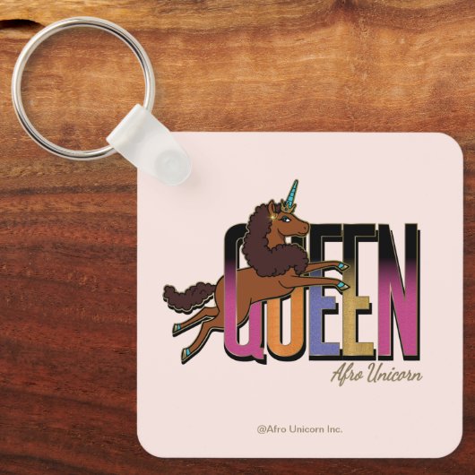Afro Unicorn Queen Design Schlüsselanhänger (Vorderseite)