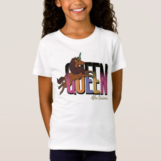 Afro Unicorn Queen Design T-Shirt (Vorderseite)