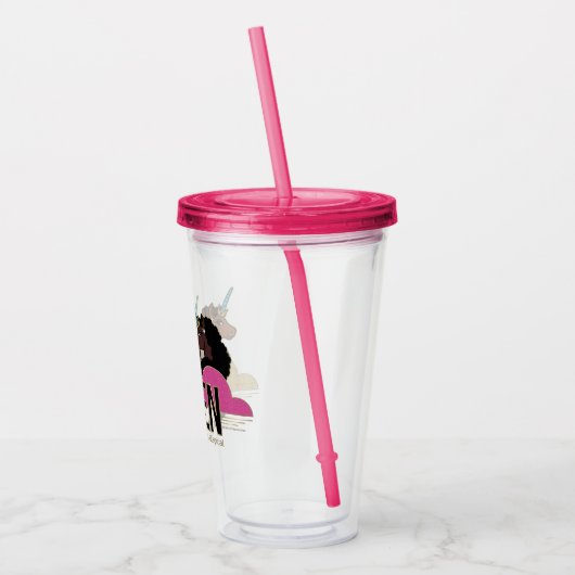 Afro Unicorn Queen Trio Design Acryltrinkbecher (Links)