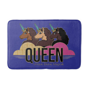 Afro Unicorn Queen Trio Design Badematte