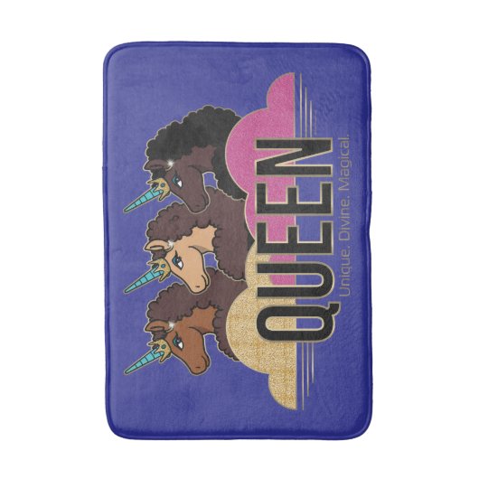 Afro Unicorn Queen Trio Design Badematte (Vorderseite Vertikal)