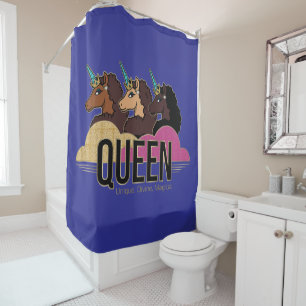 Afro Unicorn Queen Trio Design Duschvorhang
