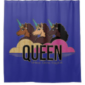Afro Unicorn Queen Trio Design Duschvorhang (Vorderseite)