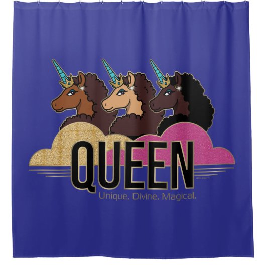 Afro Unicorn Queen Trio Design Duschvorhang (Vorderseite)