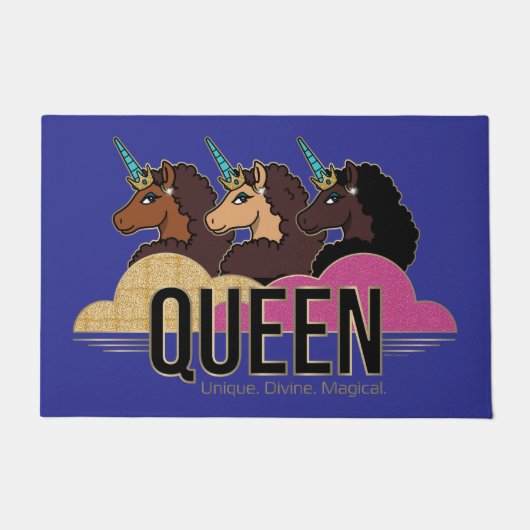 Afro Unicorn Queen Trio Design Fußmatte (Vorderseite)