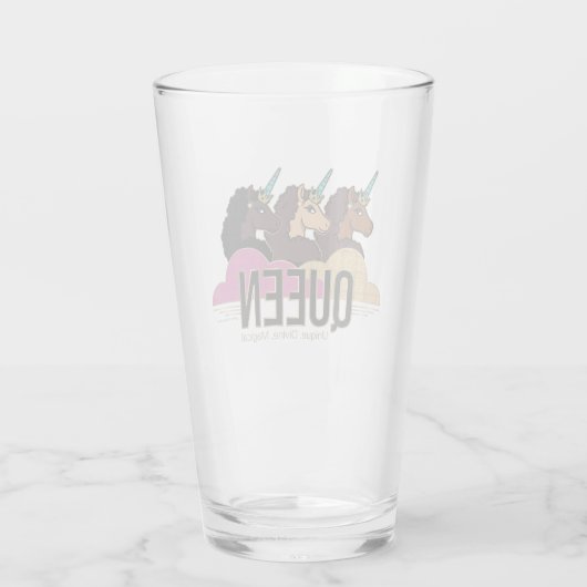 Afro Unicorn Queen Trio Design Glas (Rückseite)