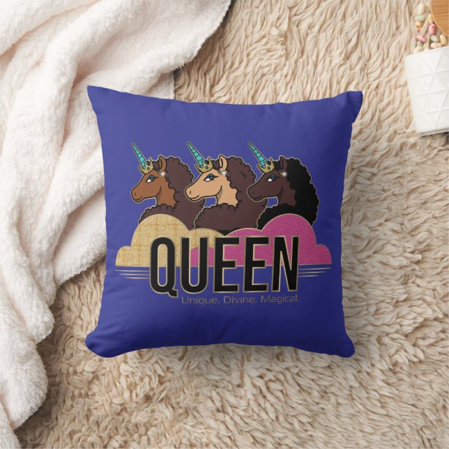 Afro Unicorn Queen Trio Design Kissen (Decke)