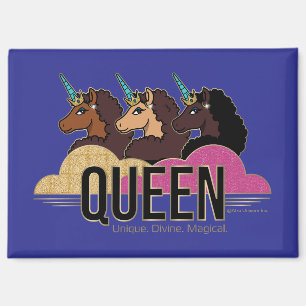 Afro Unicorn Queen Trio Design Magnet