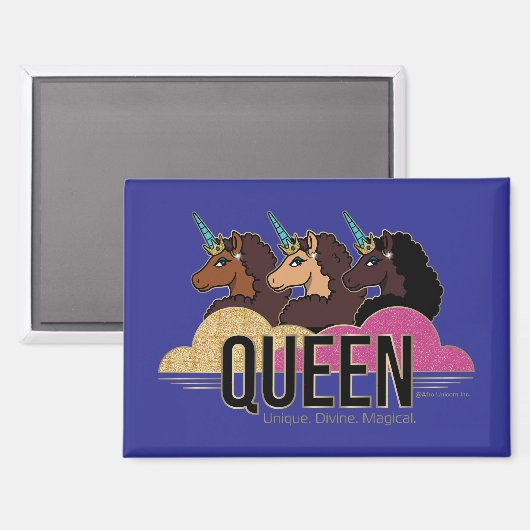 Afro Unicorn Queen Trio Design Magnet (Vorderseite/Rückseite)