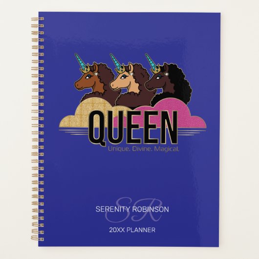 Afro Unicorn Queen Trio Design Planer (Vorderseite)