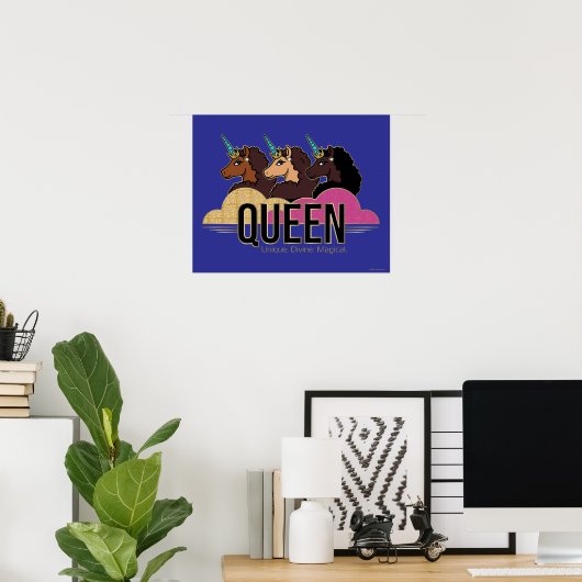 Afro Unicorn Queen Trio Design Poster (Heimbüro)