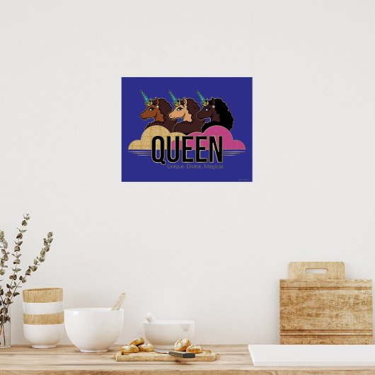 Afro Unicorn Queen Trio Design Poster (Küche)