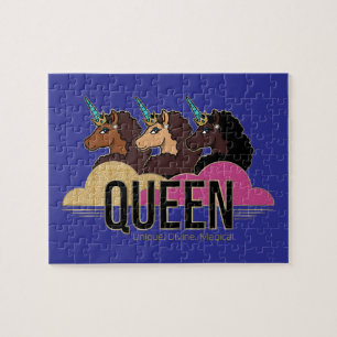 Afro Unicorn Queen Trio Design Puzzle