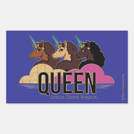 Afro Unicorn Queen Trio Design Rechteckiger Aufkleber (Vorderseite)
