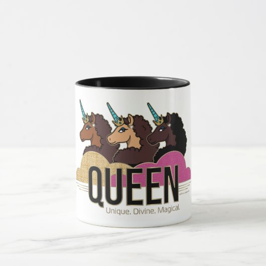 Afro Unicorn Queen Trio Design Tasse (Zentrum)