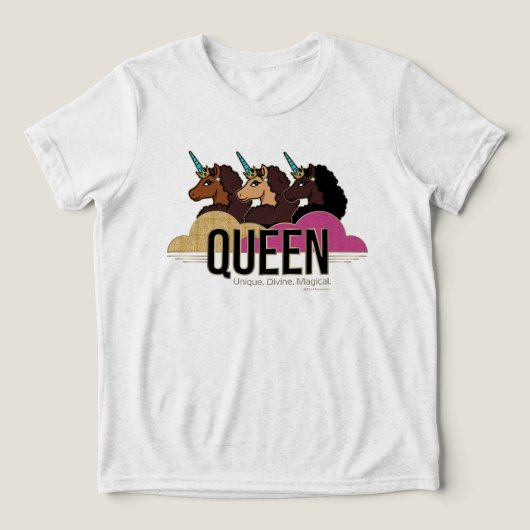 Afro Unicorn Queen Trio Design Tri-Blend Shirt (Design Vorderseite)