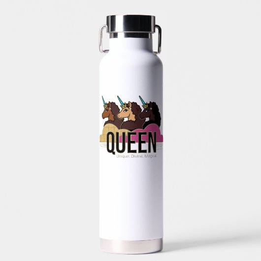 Afro Unicorn Queen Trio Design Trinkflasche (Vorne)