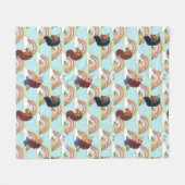 Afro Unicorn Rainbow and Hearts Muster Fleecedecke (Vorderseite (Horizontal))