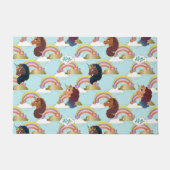 Afro Unicorn Rainbow and Hearts Muster Fußmatte (Vorderseite)