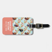 Afro Unicorn Rainbow and Hearts Muster Gepäckanhänger (Vorderseite horizontal)