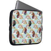 Afro Unicorn Rainbow and Hearts Muster Laptopschutzhülle (Vorne Rechts)