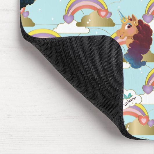 Afro Unicorn Rainbow and Hearts Muster Mousepad (Ecke)