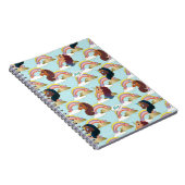 Afro Unicorn Rainbow and Hearts Muster Notizblock (Rechte Seite)