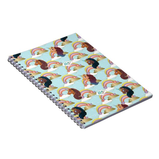 Afro Unicorn Rainbow and Hearts Muster Notizblock (Rechte Seite)