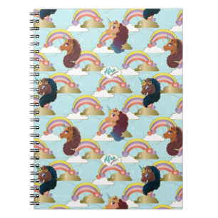 Afro Unicorn Rainbow and Hearts Muster Notizblock