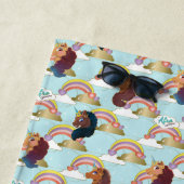 Afro Unicorn Rainbow and Hearts Muster Strandtuch (Beispiel)