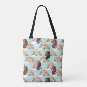 Afro Unicorn Rainbow and Hearts Muster Tasche (Rückseite)
